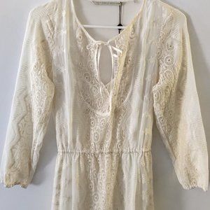 Twelfth Street by Cynthia Vincent Embroidered Silk Maxi Dress XS Petite